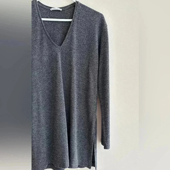 ZARA Grey and Silver Tunic Sweater, Long Sleeve Gothic Blouse, Size Medium - Picture 5 of 16